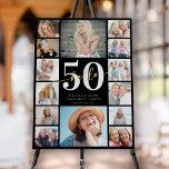 Hello 50 Fiftieth Birthday Photo Collage Welcome Foam Board<br><div class="desc">🎉🎂 Welcome guests to the party with this fun photo collage design</div>