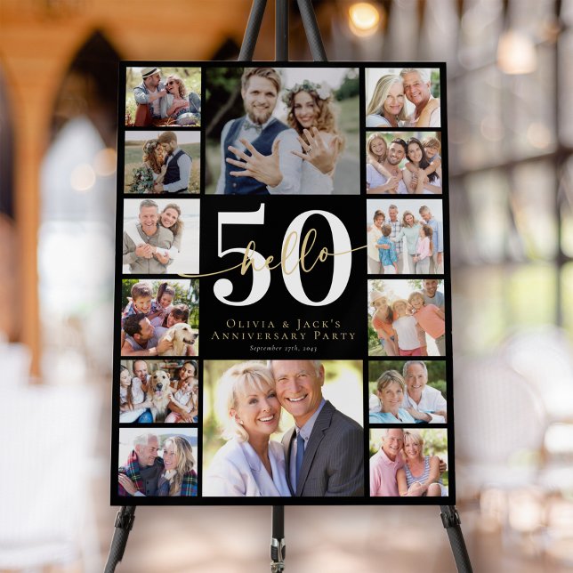 Hello 50 Fiftieth Wedding Anniversary Photo Foam Board (Creator Uploaded)