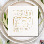 Hello 50 Fifty Fiftieth 50th Birthday Personalized Foil Napkins<br><div class="desc">Hello 50 Fifty Fiftieth 50th Birthday Personalized Name Real Foil Stamped Paper Napkins features the text "Hello Fifty" with "Happy Birthday" and your personalized name below in modern script typography. Perfect for fiftieth birthday parties. Created by Evco Studio www.zazzle.com/store/evcostudio</div>