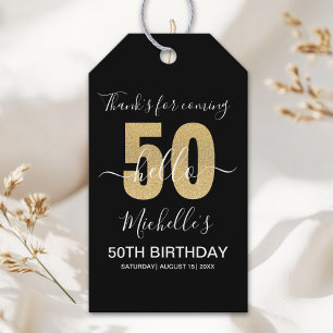 Hello 50! Modern 50th Birthday with Golden glitter Gift Tags