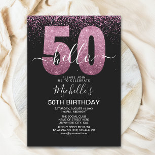 Hello 50 - Modern 50th birthday Women's Invitation