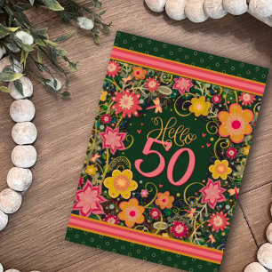 Hello 50 Pretty Floral Fun Birthday Inspirivity Card