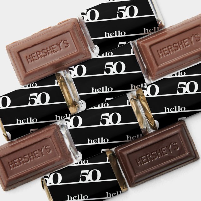 Hello 50 Simple Black and White Birthday Pattern Hershey's Miniatures (Assorted)