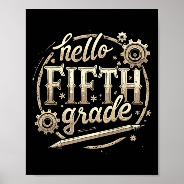 Hello 5th Grade Back To School Apparel  Poster (Front)