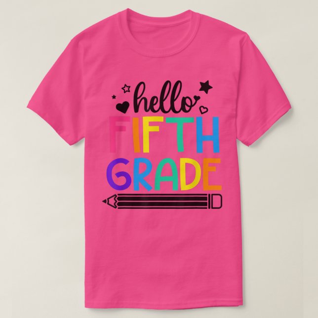 Hello 5th Grade Back to School Outfits for Girls B T-Shirt (Design Front)