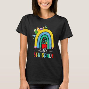 Hello 5th Grade Boho Rainbow Teacher Kids Back To T-Shirt