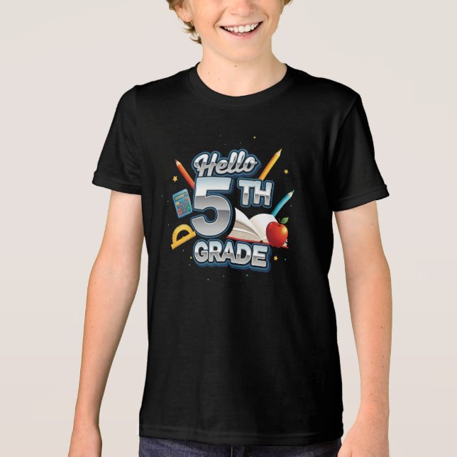 Hello 5th Grade | by Asarteon Tri-Blend Shirt (Front)