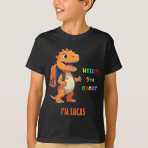Hello 5th grade Dinosaur with name back to school T-Shirt