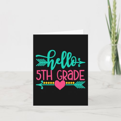 Hello 5th Grade Girls Back To School Gift Cute Hea Card