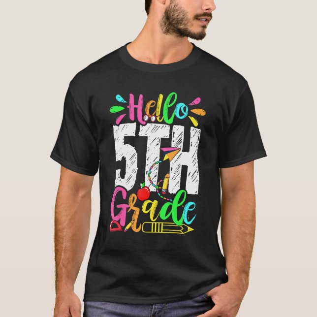 Hello 5th Grade Graduation Back To School Men Wome T-Shirt (Front)