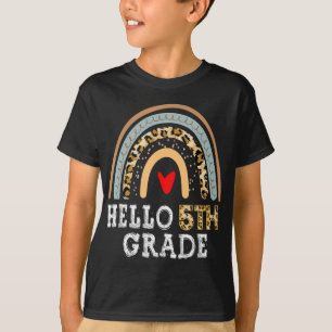 Hello 5th Grade Leopard Rainbow Back To School Tea T-Shirt