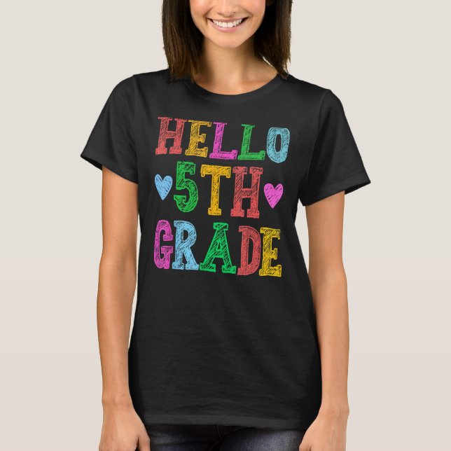 Hello 5th Grade Leopard Squad Back To School Teach T-Shirt (Front)