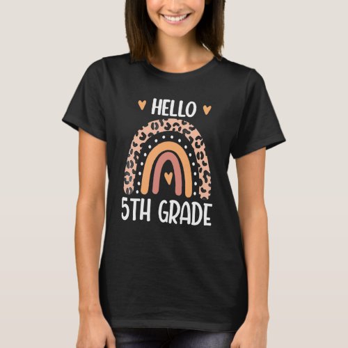 Hello 5th Grade Rainbow Teachers Kids Back To Scho T_Shirt