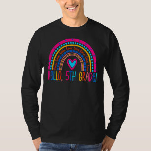 Hello 5th Grade Teacher Rainbow Fifth Grade Back T T-Shirt