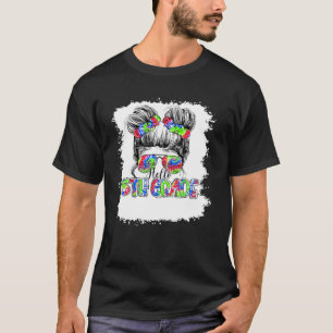 Hello 5Th Grade Tie Dye Messy Bun Hair Kids Back T T-Shirt
