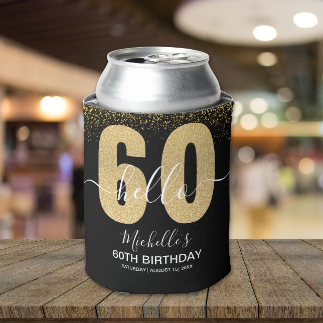 Hello 60! - Elegant 60th Birthday Woman Can Cooler (Creator Uploaded)