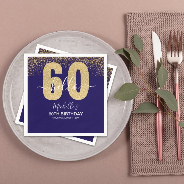 Hello 60! - Elegant 60th Birthday Woman Napkins (Creator Uploaded)