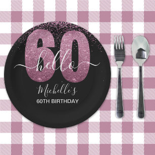 Hello 60! - Elegant 60th Birthday Woman Paper Plates