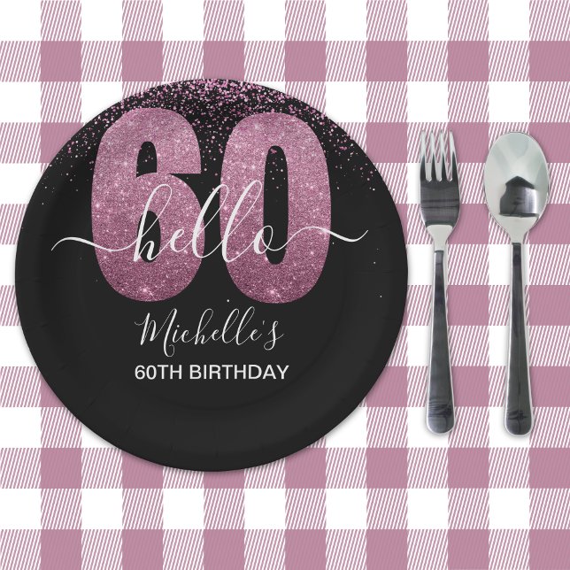 Hello 60! - Elegant 60th Birthday Woman Paper Plates (Creator Uploaded)