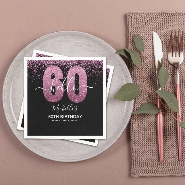 Hello 60! - Modern 60th Birthday Woman Napkins (Creator Uploaded)