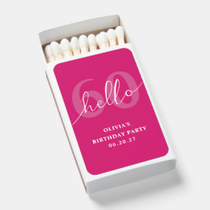 Hello 60 Modern Simple Hot Pink 60th Birthday Matchboxes
