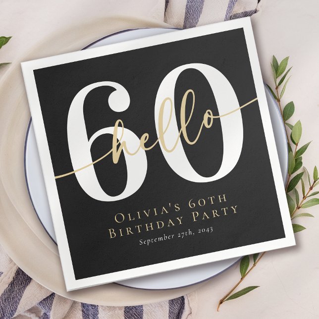 Hello 60 Sixtieth Birthday Party Napkins (Creator Uploaded)