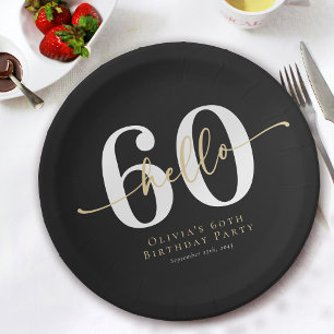 Hello 60 Sixtieth Birthday Party Paper Plates