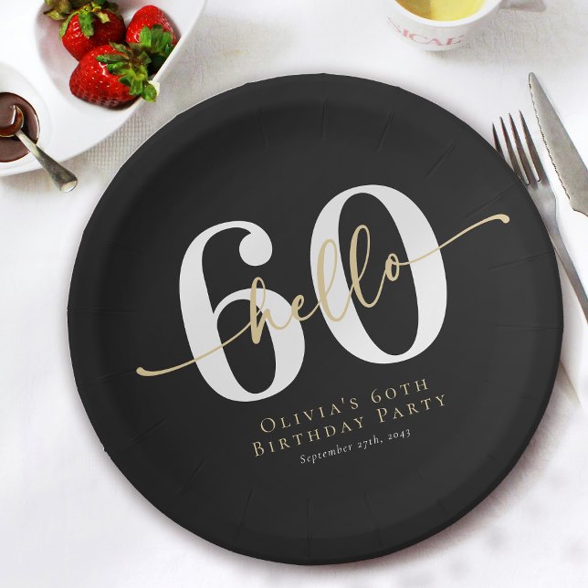 Hello 60 Sixtieth Birthday Party Paper Plates (Creator Uploaded)