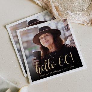 Hello 60 Sixtieth Birthday Party Photo Napkins