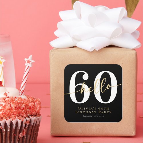 Hello 60 Sixtieth Birthday Party Square Sticker