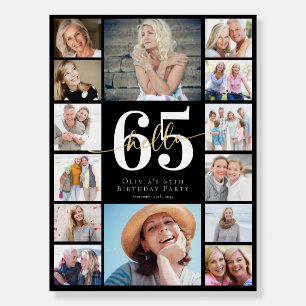 Hello 65 SixtyFifth Birthday Photo Collage Welcome Foam Board