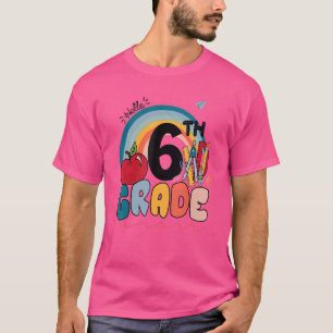 Hello 6th Grade Boho Rainbow Sixth Grade Teacher S T-Shirt
