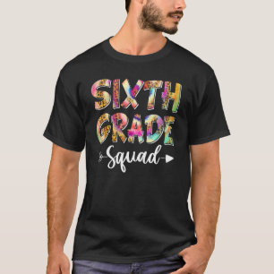 Hello 6th Grade Squad Tie Dye Leopard Back To Scho T-Shirt