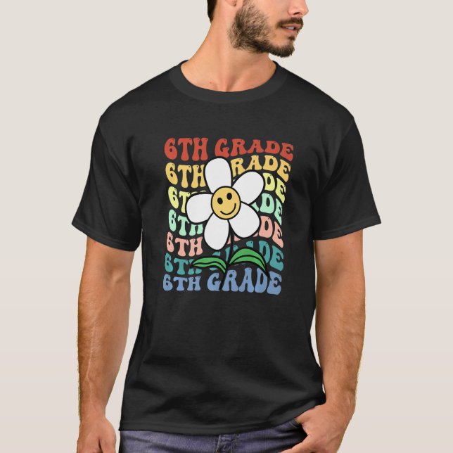 Hello 6th Sixth Grade Teacher Back To School Retro T-Shirt (Front)