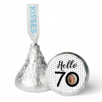 Hello 70 Black & White Dots Photo & Name Birthday Hershey®'s Kisses®