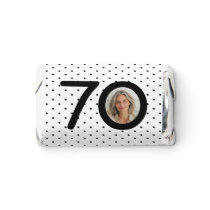 Hello 70 Black & White Dots Photo & Name Birthday Hershey's Miniatures