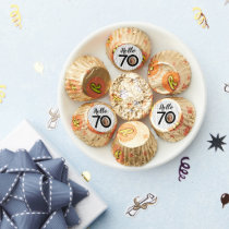 Hello 70 Black & White Dots Photo & Name Birthday Reese's Peanut Butter Cups
