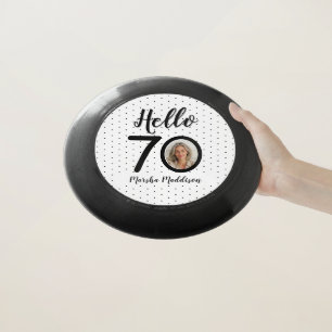 Hello 70 Black & White Dots Photo & Name Birthday Wham-O Frisbee