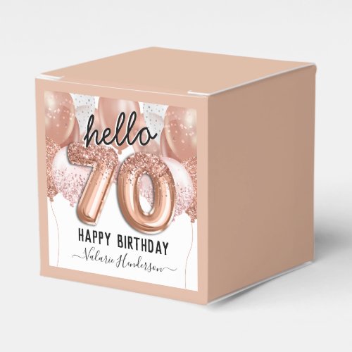 Hello 70 Pink Glitter Birthday Balloons Favor Box