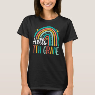Hello 7th Grade Rainbow for Teachers Girls Kids Fi T-Shirt