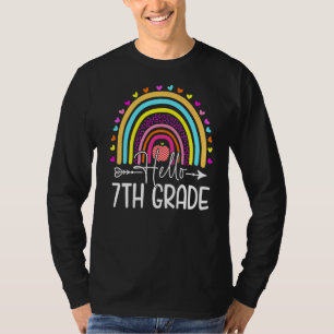 Hello 7th Grade Rainbow Seventh Grade Teacher Back T-Shirt