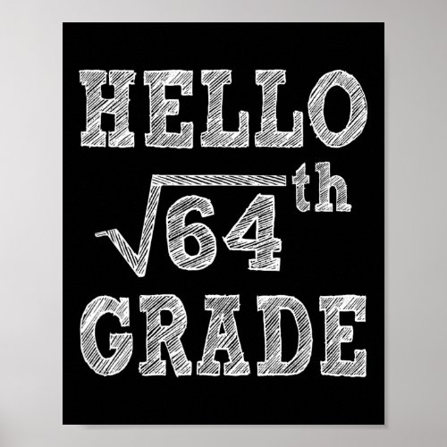 Hello 8th Grade Square Root of 64 Back to School F Poster