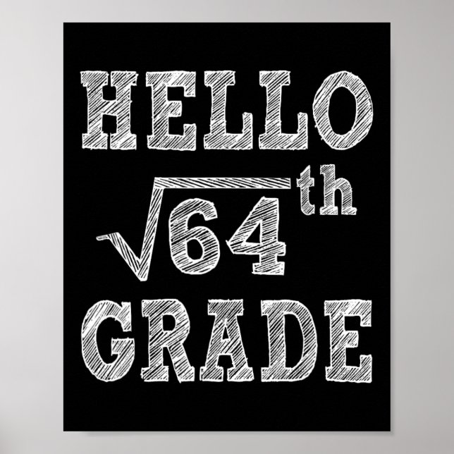 Hello 8th Grade Square Root of 64 Back to School F Poster (Front)