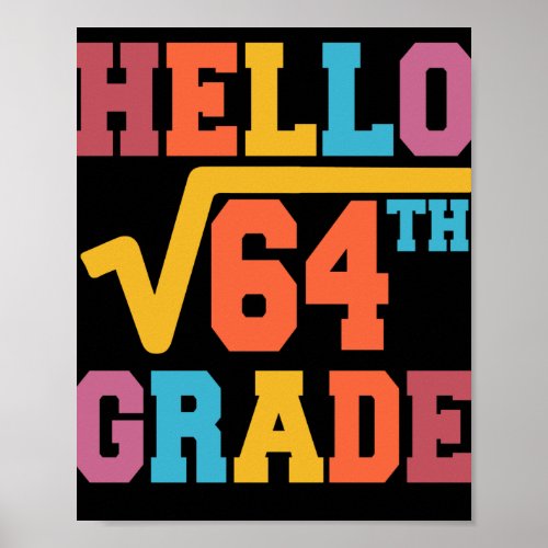 Hello 8th grade Square Root of 64 math Student Poster