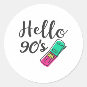 Hello 90s Cellphone Classic Round Sticker