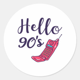 Hello 90s Cellphone Classic Round Sticker