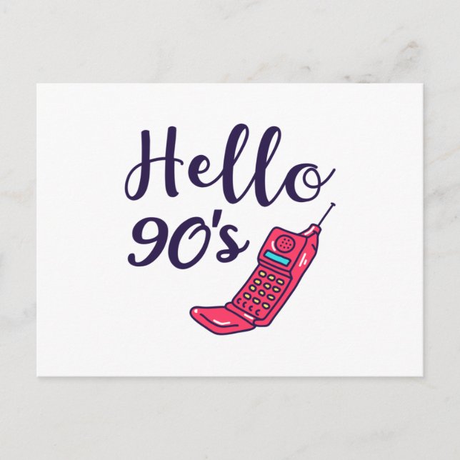 Hello 90s Cellphone Postcard (Front)