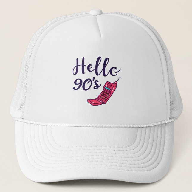 Hello 90s Cellphone Trucker Hat (Front)