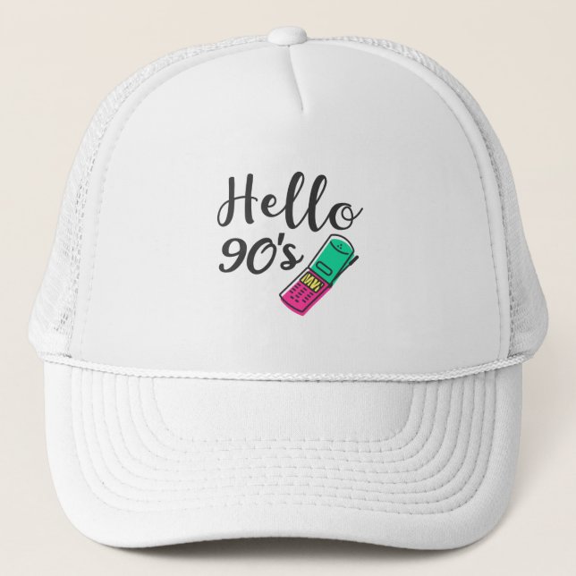 Hello 90s Cellphone Trucker Hat (Front)