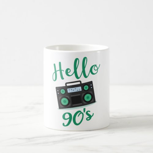 Hello 90s radio cassette recorder coffee mug